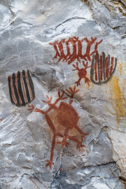 Cave paintings, Gruta do Janelão (Big Window Cave), Parque Nacional Cavernas do Peruaçu, Januária, Minas Gerais